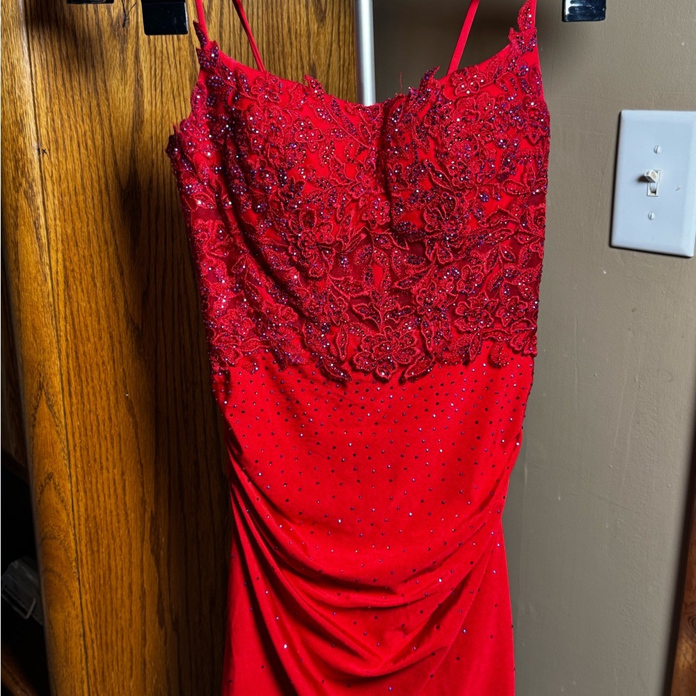 Red Ruched bling dress sparkle for days